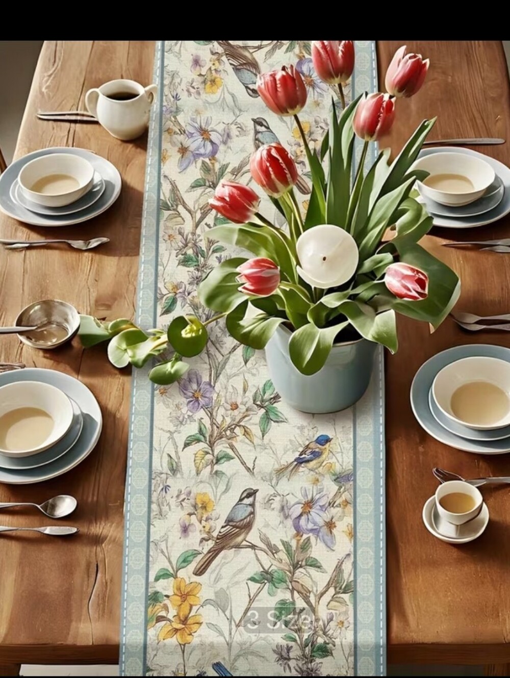 Birds Blossom Table Runner. 13"X72"